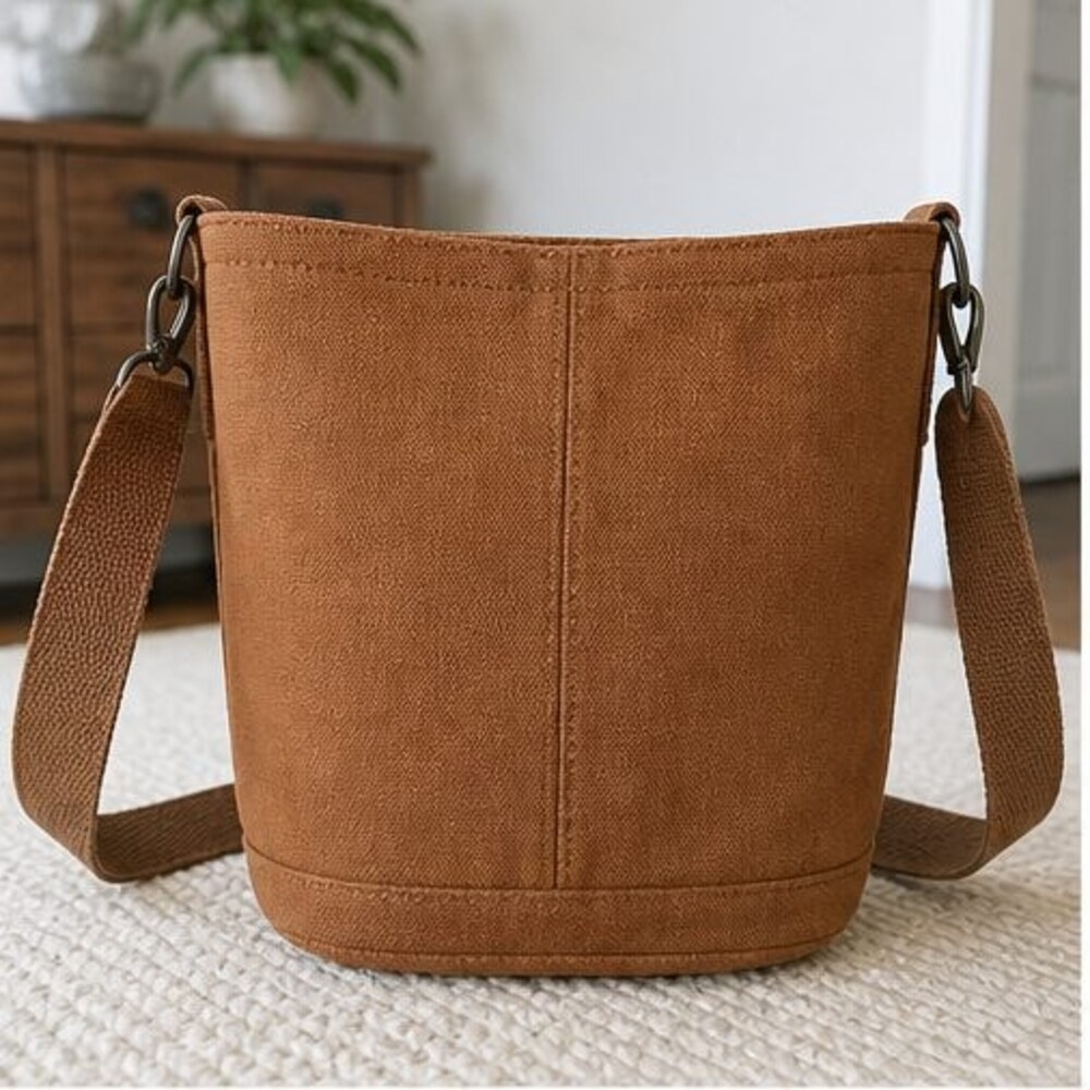 Cognac Nylon Crossbody Bag